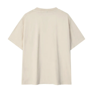 เสื้อยืดแขนสั้นผู้ชายสีดำทรงโอเวอร์ไซส์ คอกลม ผ้าถักเนื้อฝ้าย สีพื้น ดีไซน์เรียบง่าย ทรงปกติ - Product Image 4