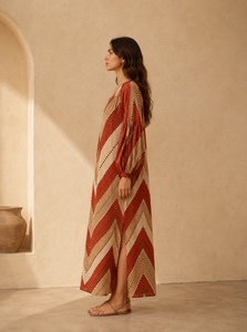 <b>Boho</b> V Neck Lantern Sleeve Maxi <b>Dress</b> <b>Women</b> Summer Loose A Line Geometric Print Casual Long <b>Dress</b> - Product Image 4