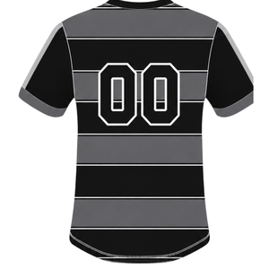 <b>Black</b> Grey <b>Short</b> Sleeve <b>Rugby</b> Uniform Set Crew Neck Striped <b>Rugby</b> Jersey Drawstring <b>Shorts</b> Athletic Performance Training Team - Product Image 5