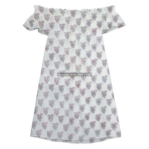 Vestido Corto de Verano para Mujer, Sexy, de Algodón, con Hombros Descubiertos, Estampado a Mano, en Oferta - Product Image 3