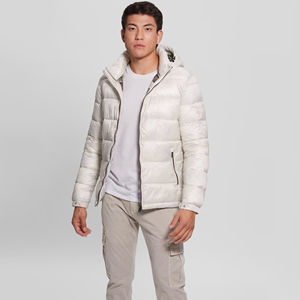 Chaqueta Acolchada Blanca para Hombre con Cuello Alto, Relleno de Poliéster, Cortavientos, Informal, para Invierno, Corte Regular, Cierre de Cremallera - Product Image 4