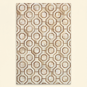 Octave Link Beige <b>Brown</b> Hand Tufted Wool Rug Modern Interlocking Geometric Non-Slip Eco-Friendly Living Room Bedroom Hotel - Product Image 1