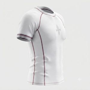 Camiseta Deportiva Blanca de Manga Corta para Hombre, con Logotipo Negro Estampado, de Secado Rápido, Transpirable, Material de Spandex/Poliéster - Product Image 4