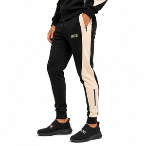 Men's Color Block Tracksuit Set 2PC Slim Zip Hoodie Contrast Panel <b>Cuffed</b> <b>Jogger</b> Pants Custom Streetwear Private Label Wholesale - Product Image 5