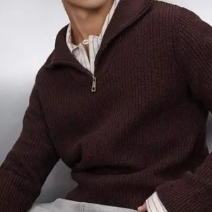 Streetwear Sweaters Sweatshirt Clothing Manufacturer Custom Wholesale Henry Collar Distressed <b>Long</b> Sleeve Knitted Sweater <b>Men</b> - Product Image 3
