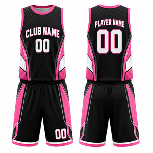 ชุดบาสเก็ตบอล MEGAMAPLE แบบสั่งทำ สีดำชมพู พิมพ์ลายแบบ Sublimation ระบายอากาศได้ดี ผลิตจากโพลีเอสเตอร์ สำหรับผู้ใหญ่ แบบ Unisex ไร้ตะเข็บ - Product Image 1
