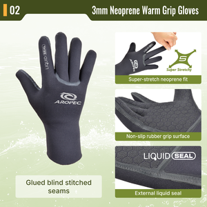 Gants de plongée réglables AROPEC 3 mm en néoprène super extensible avec doublure en peluche pour équipement de plongée - Product Image 3