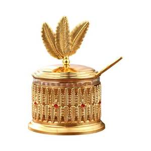 Pot à fruits secs traditionnel indien en laiton avec couvercle, boîte de rangement décorative pour la table - Product Image 1