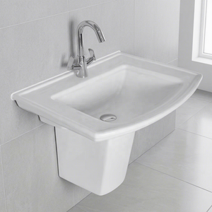 Vistaar Capri Space Saving Wall Hung Half Pedestal Ceramic Wash Basin Sink For Villa Project Supply - Product Image 6