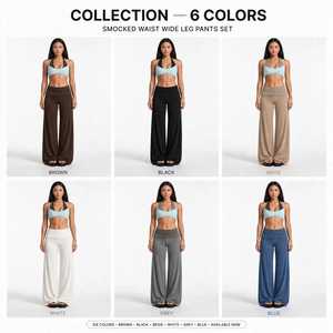 Ensemble de yoga 2 pièces pour femme, haut court vert menthe, pantalon évasé à taille en maille marron - Product Image 6