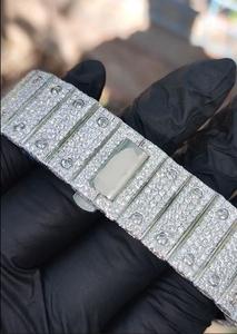 Iced Out Roman Numerals Limited Edition Silver Square Automatic Men Mechanical Bust Luxury Hip Hop Bling Moissanite Style <b>Watch</b> - Product Image 4