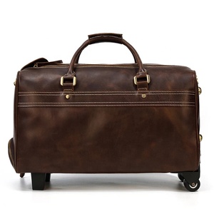 Custom Logo Genuine Leather Weekender Travel Duffel Bag Zipper Closure Durable Stylish Vintage Design Lightweight Outdoor - Product Image 3