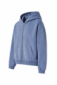 Sudadera con capucha Glory Custom Oversized Crop Acid Wash de primera calidad con cremallera para uso casual, unisex, OEM, venta al por mayor. - Product Image 5
