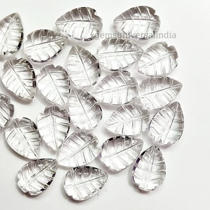 <b>Natural</b> <b>Crystal</b> Quartz Hand Carved Leaf Beads for Jewelry Making Supplies 14x10mm Clear Quartz Loose Gemstones Leaf Charms Bulk - Product Image 5