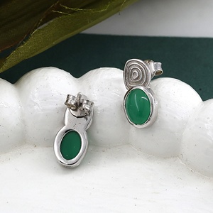 Pendientes de Plata de Ley 925 con Ónix Verde para Mujer, Hechos a Mano, con Piedras Preciosas de Ónix Verde Natural, Joyería Minimalista - Product Image 5