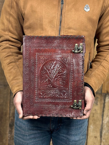 Embossed Leather Journal, <b>Tree</b> of Life Design, Wedding Guest <b>Book</b>, Photo Album - Product Image 1