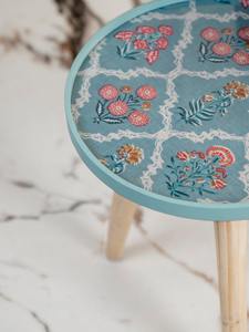 Table d'appoint moderne pour chambre et salle à manger, en bois de manguier et finition marbre travertin, pour hôtel et bureau à domicile - Product Image 4