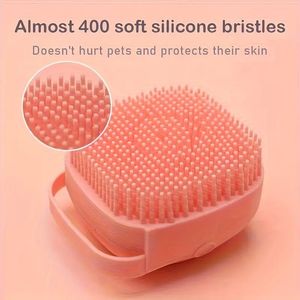 Spazzole per la toelettatura ergonomiche per animali domestici 2 pezzi in Silicone strumento per massaggio delicato setole blu rosa accessorio da bagno per cani gatti durevole - Product Image 6