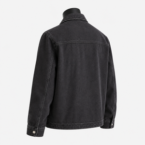 Veste de travail en jean noir sur mesure pour hommes, veste en jean zippée en coton, fabricant OEM ODM, marque privée - Product Image 5