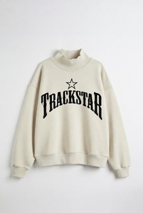 Sudadera Oversize Azul Marino para Mujer con Cuello Alto y Estampado Gráfico Trackstar, Top de Felpa Gruesa - Product Image 3