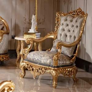 Juego de Sofás Seccionales de Lujo en Blanco Dorado, Diseño Tradicional en Forma de L con Esponja, para Apartamento, Sala de Estar, Estilo Hotel, Indonesia - Product Image 3