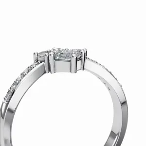 Bague de luxe Royal Brilliance en or blanc 18 carats avec diamant créé en laboratoire, 14 pierres, clarté VVS, certifiée IGI, couleur diamant blanc E - Product Image 3