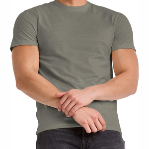 Camisetas Lisas al por Mayor, con Logotipo OEM, de Seda/Algodón, Talla Americana, Cuello Redondo, para Hombre, de Alta Calidad, Impresión Personalizada, Secado Rápido y Transpirables - Product Image 1