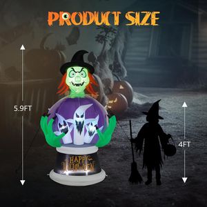Halloween 5.9FT zucca fantasma gonfiabile all'aperto per feste decorazioni a LED per giardino prato decorazioni negozio casa - Product Image 4