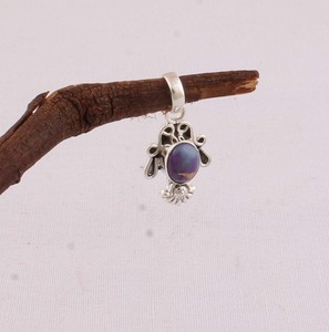 Pendentif en turquoise cuivrée naturelle, bijoux en argent sterling 925, vente en gros, design vintage, collier en pierre composite violette - Product Image 5