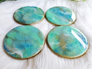 Best Quality Round Shape Resin <b>Coaster</b> Tea <b>Set</b> Accessories Household Resin <b>Coaster</b> for Home Available for Sale - Product Image 4