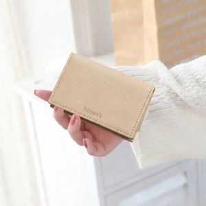 Beige Microfiber <b>Fabric</b> Bifold <b>Wallet</b> Slim Card Holder Minimalist Waterproof Gift for Unisex - Product Image 2