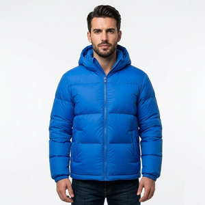 Blouson matelassé léger et imperméable à col montant, réversible, personnalisable sur le devant, avec capuche, pour l'hiver, à prix abordable, en promotion - Product Image 4