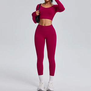 Ensemble de yoga pour femme, 2 pièces, taille haute, en Spandex/Nylon, motif lettres, respirant, pour la course, l'entraînement, la gym, le fitness, dernier design, coupe basse - Product Image 5
