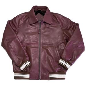 Wholesale <b>Men</b> Genuine <b>Leather</b> <b>Bomber</b> Jacket Vintage Maroon Full Grain Cowhide Outerwear Custom Streetwear Winter Coats - Product Image 6