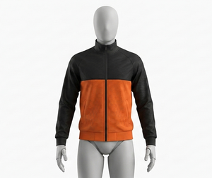 Sweat-shirt tricoté pour homme noir et orange à col montant zippé, coupe classique, idéal pour l'automne, 100 % polyester respirant, style formel - Product Image 1