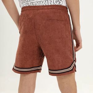 Shorts Bermuda en velours côtelé pour homme, couleur unie, taille à cordon, style décontracté, design à rayures latérales, taille mi-haute, tissu respirant - Product Image 6