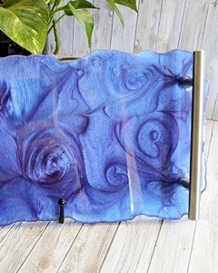 Luxury Abstract Resin Art Serving Tray with Handles, Handmade Modern Coffee <b>Table</b> <b>Vanity</b> Tray By Perfect Enterprises - Product Image 6