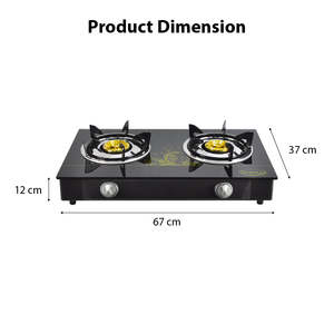 2-Burner Tempered Glass LPG Gas <b>Stove</b> with Stainless Steel Surface & Metal Knobs-Built-in Design for Hotels & Cookers - Product Image 5