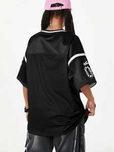 Camiseta de Fútbol Americano para Mujer, Diseño 2026, Personalizada con Número de Leopardo, Negra, Estilo Urbano, Talla Grande, Cuello en V, Transpirable - Product Image 6