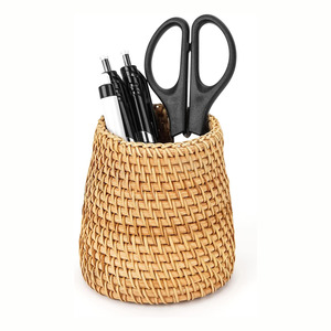 Organisateur de bureau pour enfants, porte-stylos en rotin, pot de rangement pour fournitures scolaires - Product Image 3