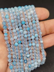 Wholesale High Quality Healing Crystal Gemstone Bead Blue Calcite Onyx Prehnite 4mm Round Loose Beads for DIY Bracelet <b>Necklace</b> - Product Image 4