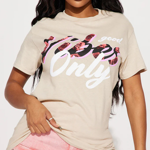 T-shirt décontracté pour femme, respirant, en maille, col rond, manches courtes, 100% coton mélangé, couleurs et tailles personnalisées, haute qualité - Product Image 6