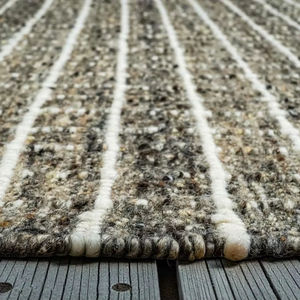 Tapis de prière artisanal en laine, à rayures abstraites, écologique, gris ivoire, tissage plat, Kilim Durrie, tapis moderne pour salon - Product Image 6