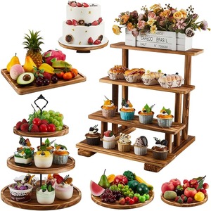 Support de service à étages en bois rustique, élégant plateau de présentation pour desserts et cupcakes, idéal pour les dîners et les fêtes - Product Image 2