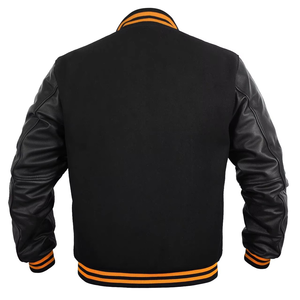 Veste bomber d'hiver pour homme de haute qualité, style universitaire, personnalisable avec logo, 100% satin noir, couleur personnalisée - Product Image 5