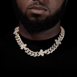 จี้ห้อยคอแบบคิวบันทำมือจากเงินแท้ 925 ชุบทองคำขาว 14K สำหรับผู้ชาย ประดับเพชรโมอิสซาไนต์ VVS1 คุณภาพเยี่ยม - Product Image 1