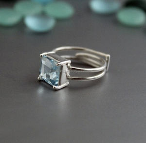 Anillo de piedra turquesa de Ley 925 ajustable clásico al por mayor ajuste de bisel de Topacio Azul regalo de boda hecho a mano para mujer - Product Image 2