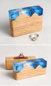 Caja de Anillos de Madera y Resina con Doble Ranura, Diseño Floral, Hecha a Mano, Personalizada, para Propuesta de Matrimonio, Boda, Única, Venta al Por Mayor - Product Image 2