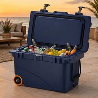 Glacière rotomoulée à roulettes 45QT avec haut-parleur et lumière, en LLDPE, isolée, pour la pêche, le kayak et le camping