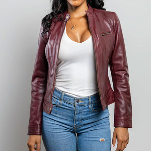 New Cropped Style Oversized Leather Jacket in Solid Color Best Quality Leather Jacket for Women In Wholesale Price - Product Image 1